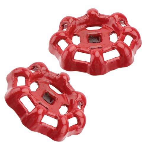 Angoily Manijas de Rueda para Válvula de Compuerta, 2 Piezas, Hierro Fundido, Color Rojo, Mango de Cierre Resistente para Grifo Exterior E Interior, Accesorio Funcional para Plomería