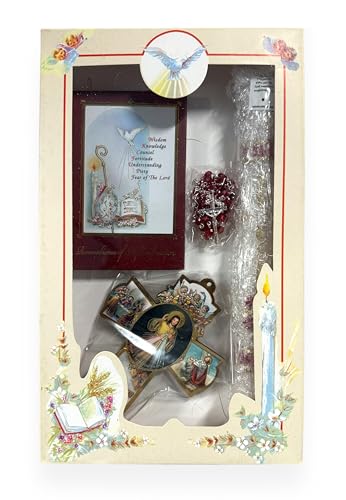 Boys Girls Confirmation Complete Candle Gift Set Keepsake Missal English Rosary Cross