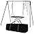 Bruntmor Grill Swing Campfire Cooking Stand BBQ Grill for Cookware & Dutch Oven Adjustable Collapsible Legs with Hooks & Accessories & Carrying Case
