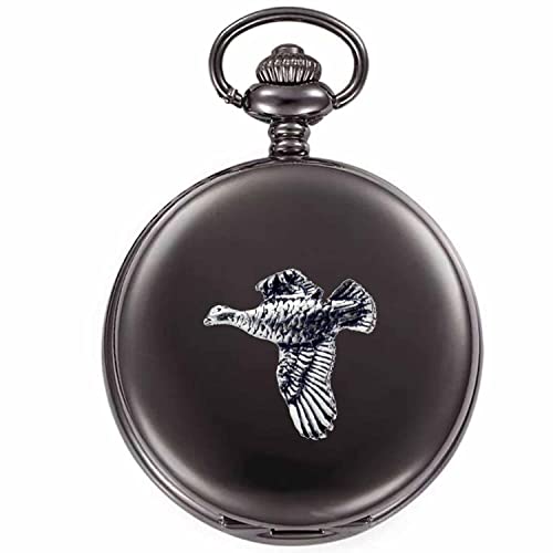 Montre de poche gousset noir poli avec mécanisme quartz fiable