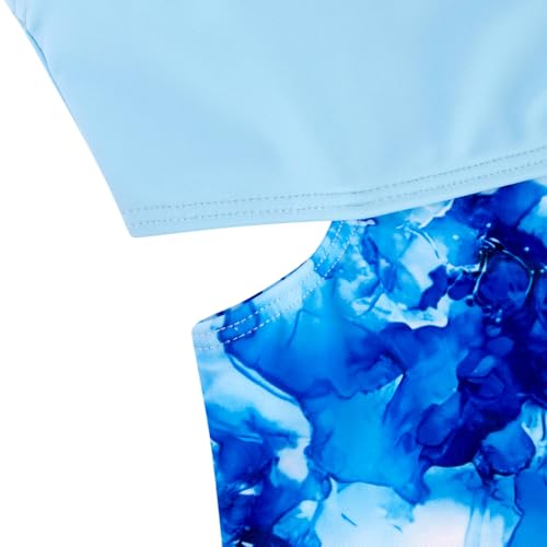 Image of Alakuoti Girls One Piece Swimsuits Cutout Ruffle Bathing Suit Quick Dry Beach Swimwear with Adjustable Strap 5-14 Years