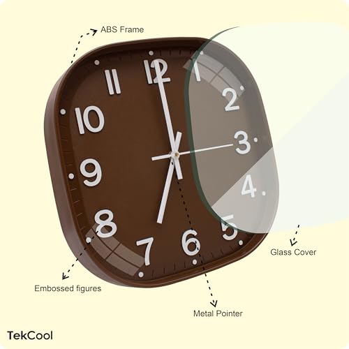Image of TEKCOOL Plastic Analogue Wall Clock 12 inch Silent Quartz Decorative Wall Clock Non-Ticking Classic Clock Battery Operated Round Easy to Read for Room /Home /Kitchen /Bedroom /Office /School.Gold Brown'