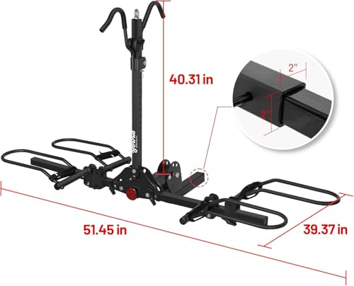 Image of Young Electric Bike Rack for Car - Hitch Mount Ebike Rack 200 lbs Capacity E-Bike Carrier for Cars Trucks SUVs Minivans RV with 2'' Receiver, Foldable Bike Racks for Up to 5'' Fat Tire Bicycle