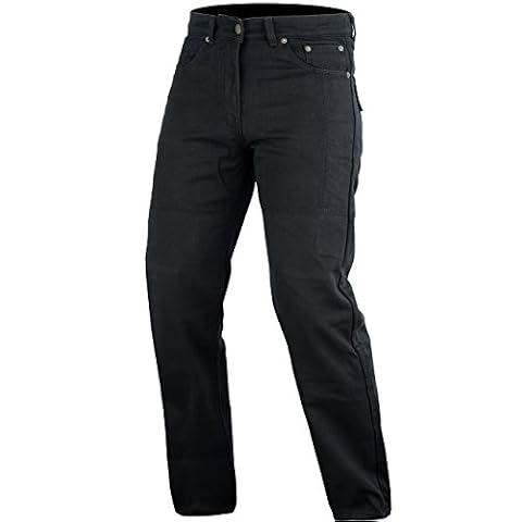 Bikers Gear Australia Unisex Dkj1001blk-34l motocyklowe czarne dżinsy o klasycznym kroju ze zdejmowanym pancerzem DuPontTM KEVLAR ARAMID FIBRE, czarne, 34L UK 44L EU