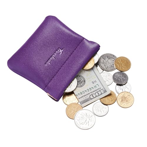 Image of Travelambo Leather Squeeze Coin Purse Pouch Change Holder for Men & Women