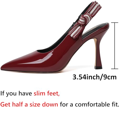 Image of RIBONGZ Sexy Slingback Pumps Elegant Dressy Heels for Women Closed Toe Pointy High Heels Wedding Bride Prom Party Evening Shoes