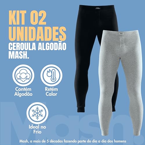 MASH Kit 2 Ceroula Minhocão Underwear Motoqueiro Frio Intenso Adulto, 1 Cinza - 1 Preto, M