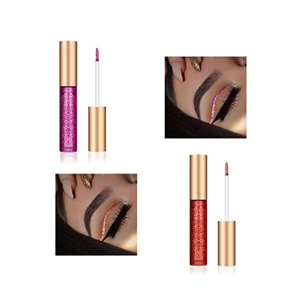 Ownest 10 Colors Liquid Glitter Eyeliner, Metallic Shimmer Glitter Eyeshadow, Long Lasting Waterproof Shimmer Sparkling Eyeliner Eye Shadow-10pcs