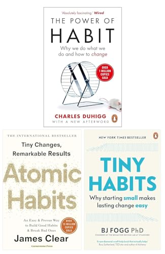 Tiny Habits, Atomic Habits & The Power of Habit 3 Books Collection Set