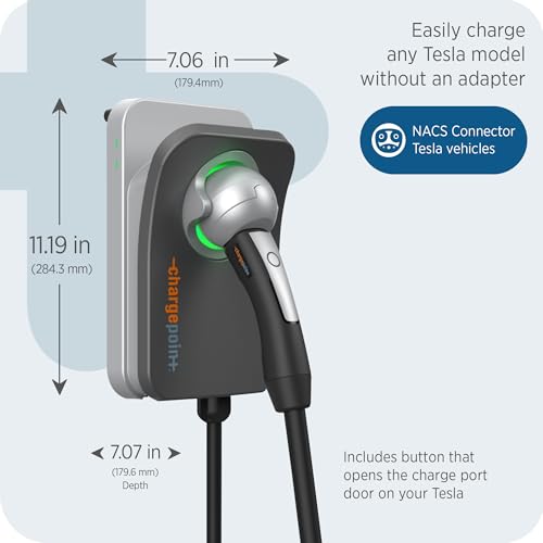 ChargePoint HomeFlex Level 2 EV Charger NACS, NEMA 6-50 Plug for Electric Car - Fast Smart Battery Power Charging at Home for Electric Automobile Vehicles