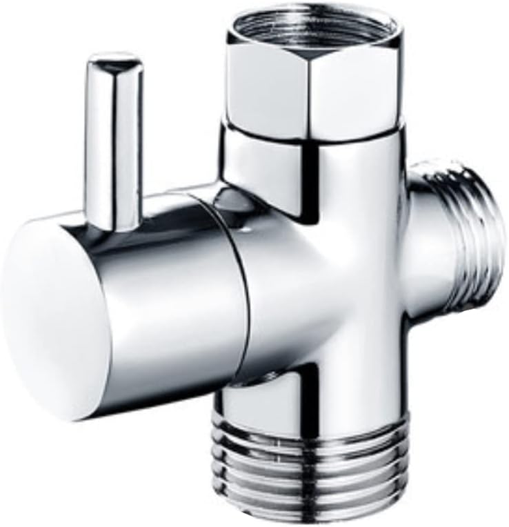 Shower Diverter Valve Replacement, 3 Way T-Adapter Shut-Off Valve Diverter for Showerhead Shower Arm Diverter (G1/2 & G1/2 Outlet, G1/2 Nut Female Inlet)