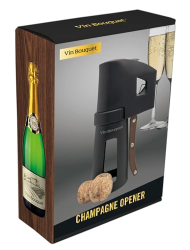 Miniatura 9 de Vb Vin Bouquet Fid 1486 Descorchador De Champán Negro Con Mango De Madera, Abre Botellas Sin Esfuerzo, Seguro Y Fácil De Usar