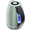 Chefman Electric Kettle, 1.7 Liter Stainless Steel Electric Tea Kettle Water Boiler with Automatic Shutoff, LED Lights, Boil-Dry Protection, Hot Water Electric Kettles for Boiling Water, Green