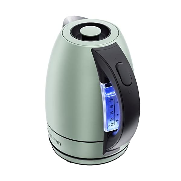 Chefman Electric Kettle, 1.7 Liter Stainless Steel Electric Tea Kettle Water Boiler with Automatic Shutoff, LED Lights, Boil-Dry Protection, Hot Water Electric Kettles for Boiling Water, Green