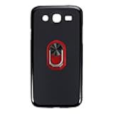 Flexible Case + Ring Holder Compatible with Samsung Galaxy Mega 5.8 I9150 Phone Shockproof Cover & Magnetic Mecha Style Finger Grip Kickstand (Black+RedRing)