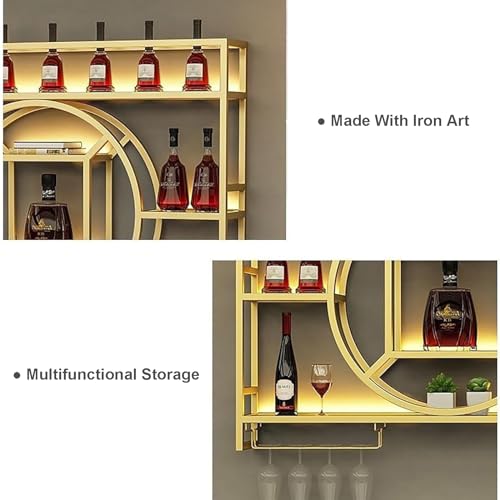 Support mural pour verres à vin et bouteilles de bar industriel 120 cm