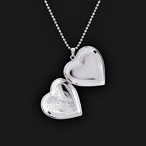 Colar e Pingente Relicário 2 Corações Prateado Médio