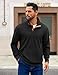 COOFANDY Mens Corduroy Sweater Quarter Zip Pullover Casual Long Sleeve Sweatshirt with pockets L Black
