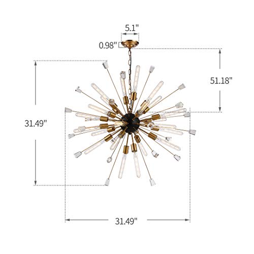 Decomust® 40" Large Mid Century Modern Sputnik Light Fixture/Italian Starburst Chandelier (Gold) #TOP4