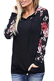Svanco Mujer Sudadera con Capucha Manga Larga Sudadera con Estampado Rose Jerséis Sueltos Casual Suéter de Invierno Moda Camiseta Otoño Elegante