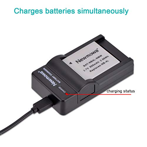 Newmowa NB-4L Replacement Battery (2-Pack) and Portable USB Charger Kit for Canon PowerShot ELPH 100 HS,300 HS,310 HS,SD30,SD40,SD200,SD300,SD400,SD600,SD750,SD780 is,SD960 is,SD1000,SD1100 is by Newmowa - Image 4