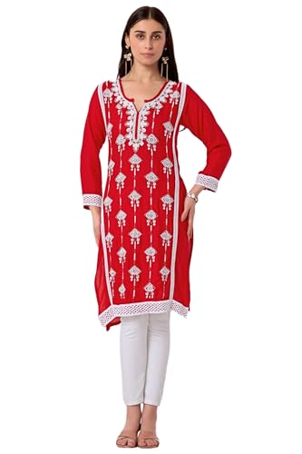 Image of Sidhidata Women's Rayon Sequence & Beads Embroidered Kurti (Kurti Beads)