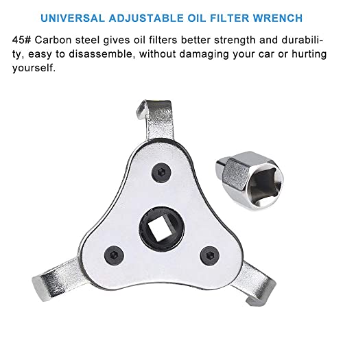 Gohawkteq Universal Adjustable Oil Filter Wrench From 2-1/2 Inch To 4.5 Inch Oil Filter Wrench Tool Set With 3 Jaw #TOP1