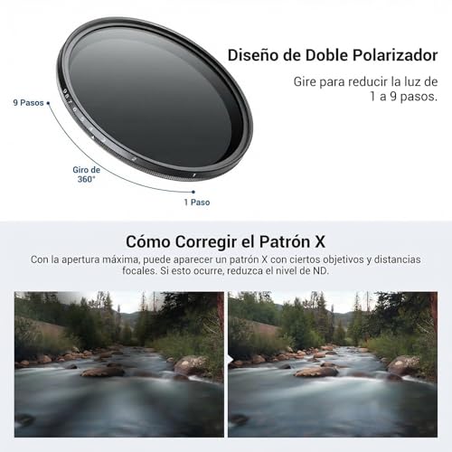 Filtro ND variable 49mm NEWER Basics ND2-400 reducción de luz con marco delgado para cámara 5