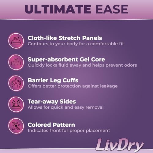 Livdry XL Adult Diapers Women Overnight, Ultimate Max Absorbency, All Day or Night Protection, Extra Large (11 Count) - Thumbnail 5