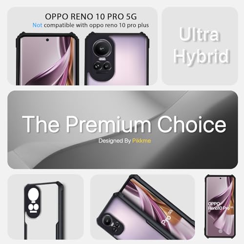 Image of Outlouders Back Cover for Oppo Reno 10 Pro 5G | Ultra Hybrid Transparent | Full Camera Protection | Raised Edge | Crystal Clear Bumper Case(Black)
