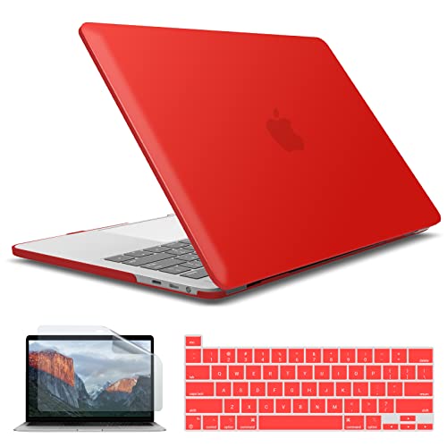 IBENZER Compatible with 2025 2024 M2 MacBook Pro 13 Inch Case 2025-2016 M1 A2338 A2289 A2251 A2159 A1989 A1706 A1708, Hardshell Case&Keyboard Cover&Screen Film for MacPro 13, Red, T13RD+2