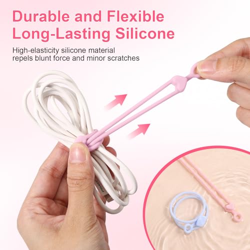 48 Pcs Silicone Cable Ties Cord Organizer, Pastel Gradient Pink, 3 Sizes by Pangda - Used condition - Image 5