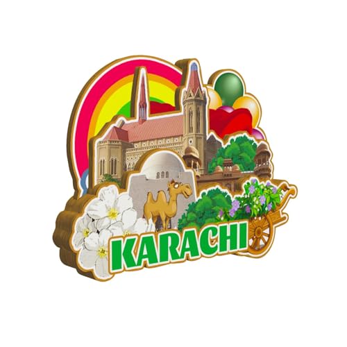 Imán decorativo de madera artesanal Karachi Pakistan miniatura 2