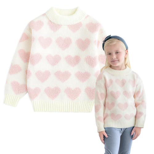 Image of Curipeer Girls Pullover Sweaters, Lace-up Long Sleeve Crewneck | Soft Warm Classic Cable Knit, Winter Fall Spring Daily Wear, Little Kids Tween Girl