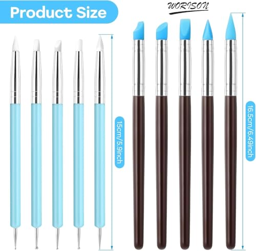 Image of worison 10 Piece Silicone Clay Sculpting Tool Set - Dual Ended Clay Shapers and Sculpting Brushes for Modeling, Dotting, Pottery, Polymer Clay, and DIY Art Projects