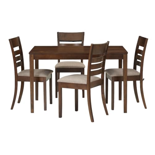 Image of Royaloak Linea Malaysian Wooden 4 Seater Dining Table Set |Solid Mindy Wood Veneer Finish | Solid Rubber Wood Legs | 70mm Apron| Comfort Back Support | Cushioned Seating