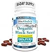 Black Seed Oil Organic Cold Pressed Capsules, 50-Day Supply of 2000mg Black Cumin Seed Oil (Nigella Sativa) (200 Black Seed Oil Capsules)