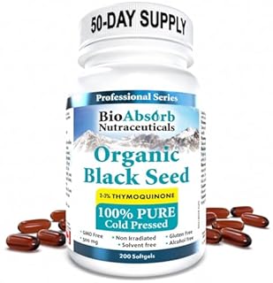Black Seed Oil Organic Cold Pressed Capsules, 50-Day Supply of 2000mg Black Cumin Seed Oil (Nigella Sativa) (200 Black Seed Oil Capsules)