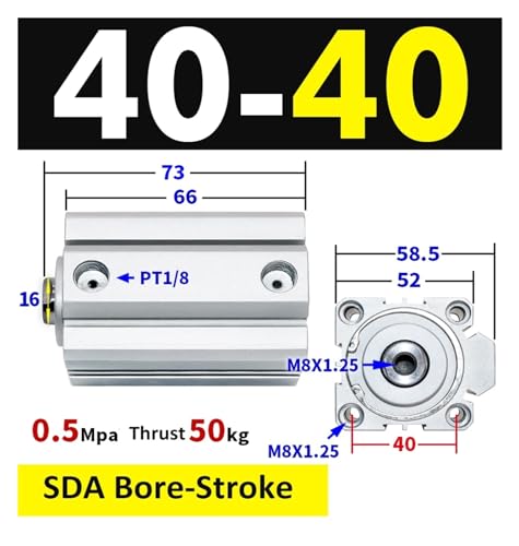 Vérin pneumatique carré SDA pour automatisation industrielle compacte - 3
