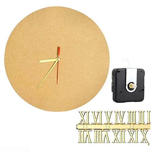 Image of R H LIFESTYLE DIY Clock Making Kit Round Wooden MDF Base Roman Number Clock Hands Clock Movement Machine Resin Art Kit (10 INCH)