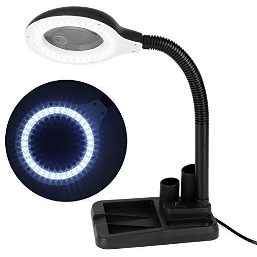 YUHINN Lupa Lámpara de Lupa con Cabeza giratoria de luz LED y Cuello Ajustable de Baja energía para Lectura de Trabajo de Costura de precisión Inspección