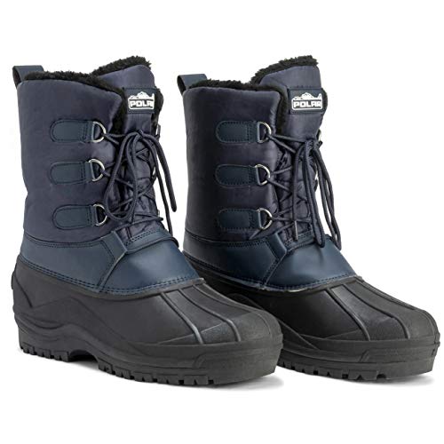 Image of POLAR Mens Muck Lace Up Short Nylon Winter Snow Rain Lace Up Casual Duck Boots