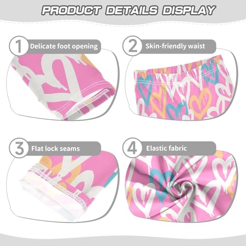 Graffiti Hearts Girls Leggings,Workout Leggings for Girls Toddler Athletic Leggings Size for 3-10T3