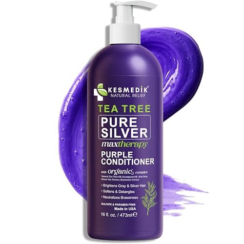 KESMEDIK Tea Tree Purple Conditioner, Anti-Brass Toner for Blonde, Silver & Gray Hair, Softens,...