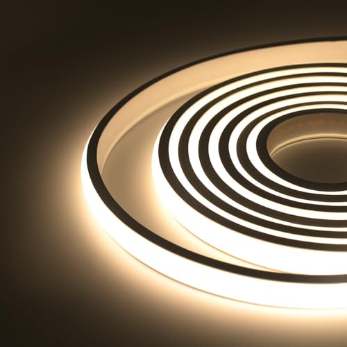 HEGEHE Flexible COB Neon Strip, 288 LEDs/m, IP65 Waterproof Silica Gel LED Rope Light for Home Kitchen Bedroom Outdoor Decor(2m, Natural White)