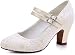 ElegantPark HC1521 Women's Mary Jane Closed Toe Low Heel Pumps Lace Wedding Dress Shoes