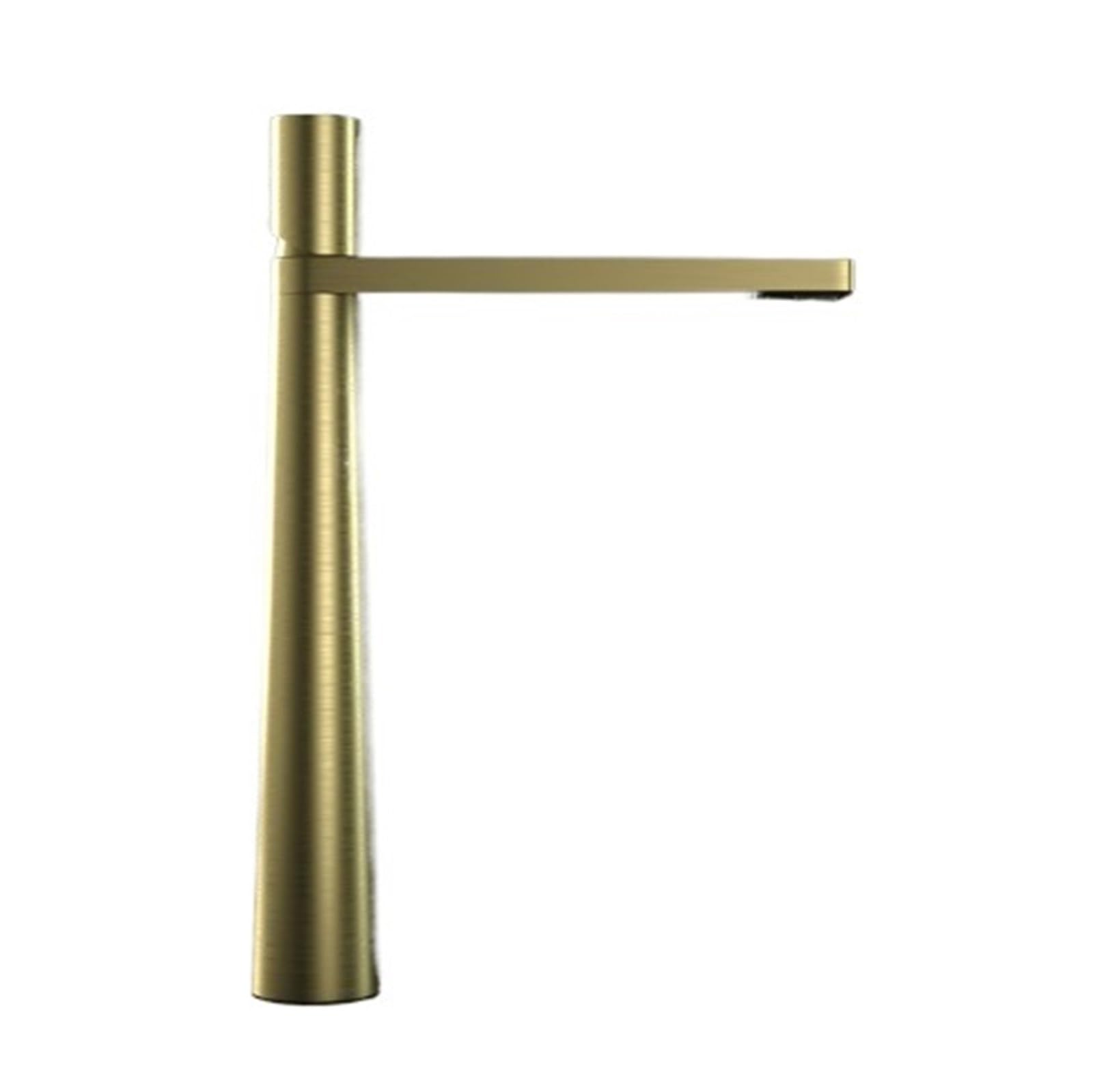 CVFRDD Bathroom Mixer Tap Deck Mount Vanity Faucet, Single Holder Single Hole Faucet, Bathroom Black Washbasin Sink Taps High(SLT184L-Brushed Gold)