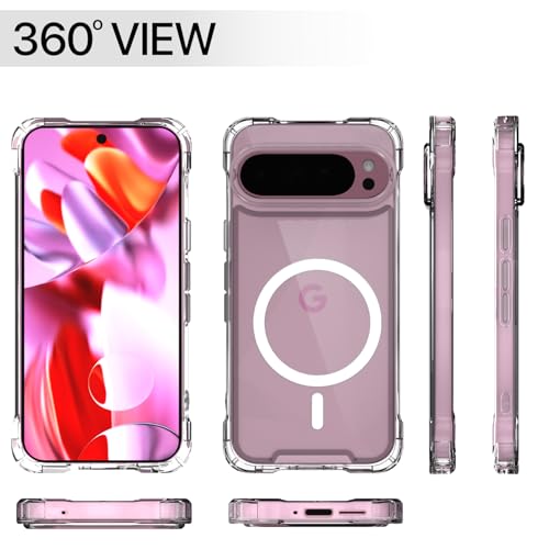 Image of Pikkme Back Cover for Google Pixel 9 Pro XL 5G Mag-Safe Shockproof PC + TPU Protective Case Magnetic Support Bumper Case (Transparent Mag-Safe)
