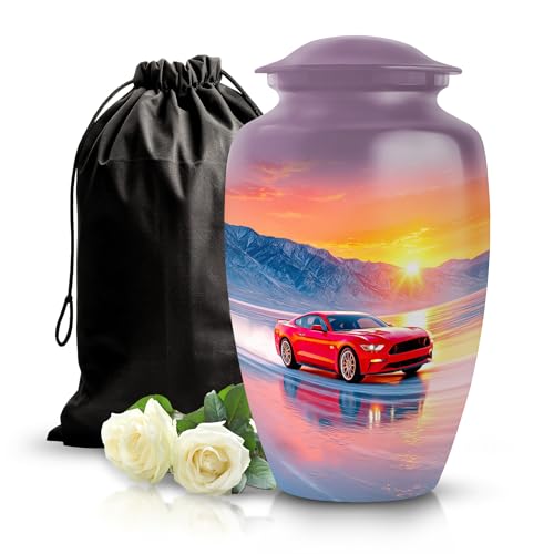 Image of Car Urn for Ashes Burial Ashes Urn 10 Inch Large | Burial Ashes Urn, Decorative Urns for Human Ashes, Funeral Urns for Adult Human Male & Female