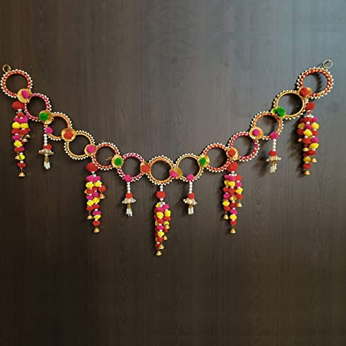 Image of Handmade Door Hanging Bandarwal Chudi Style Toran (TC-01) -Diwali New Year Inauguration Wedding Festival Home Decor Pooja (40 Inch X 6 Inch),Multicolor